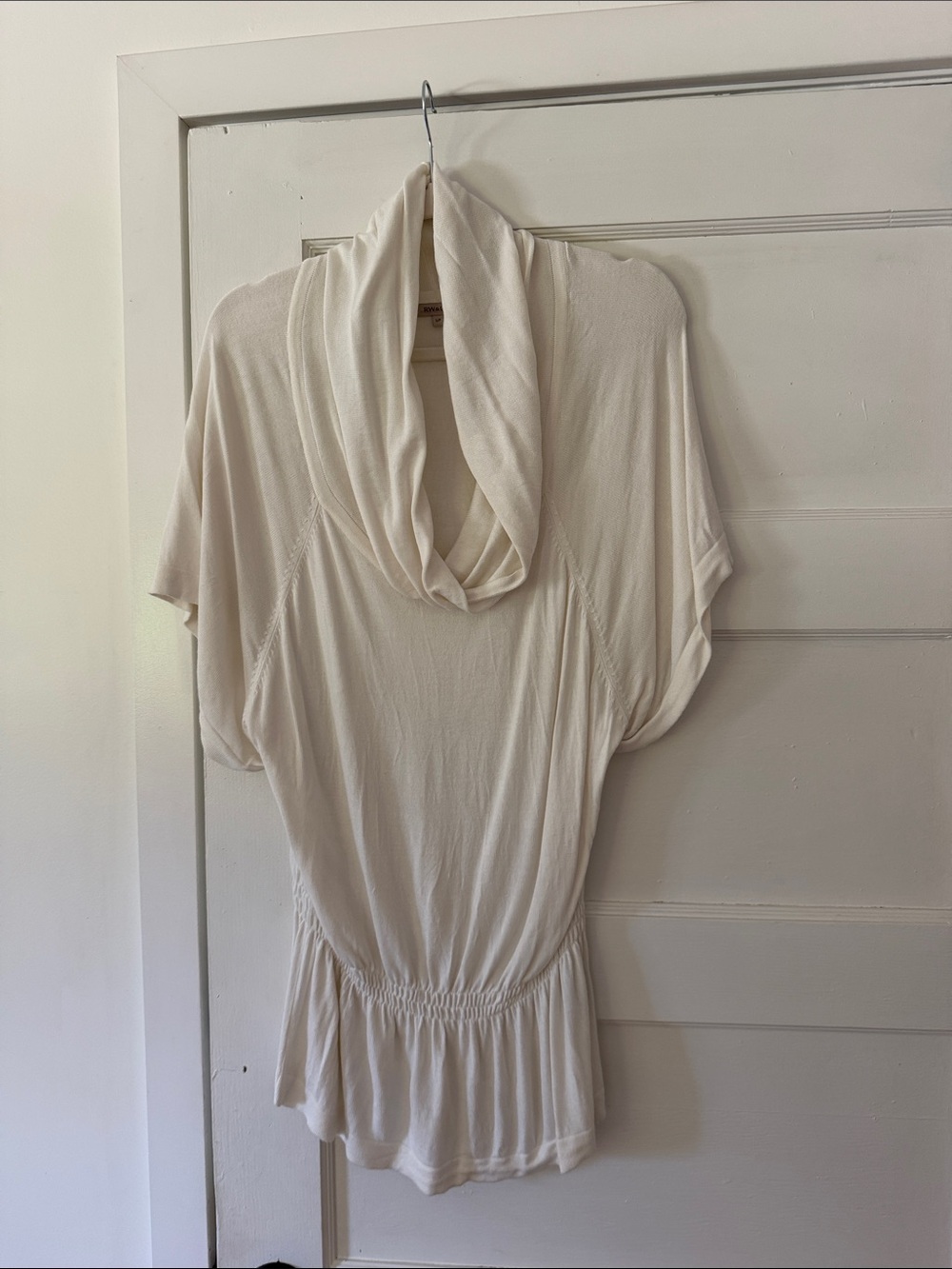 RW&CO. Vintage Ivory Cowl Neck/Off-The-Shoulder Draped Top